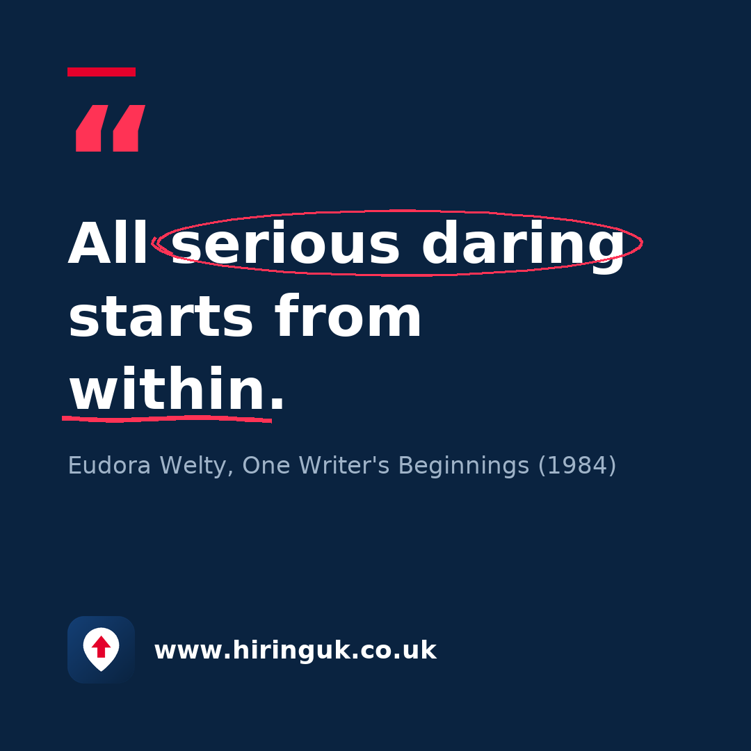 Quote card: All serious daring starts from within.