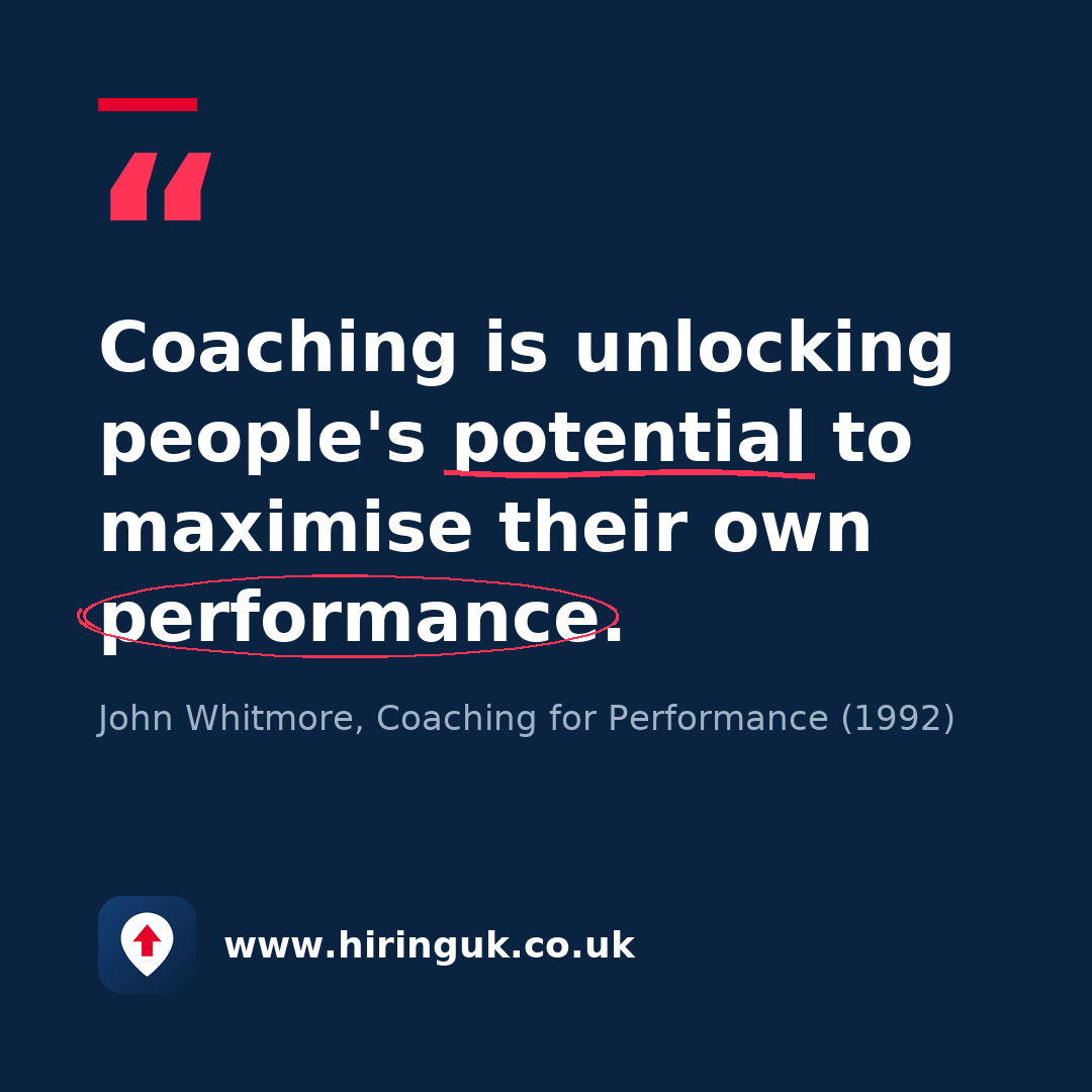 Quote card: Coaching is unlocking people's potential to maximise their own performance.