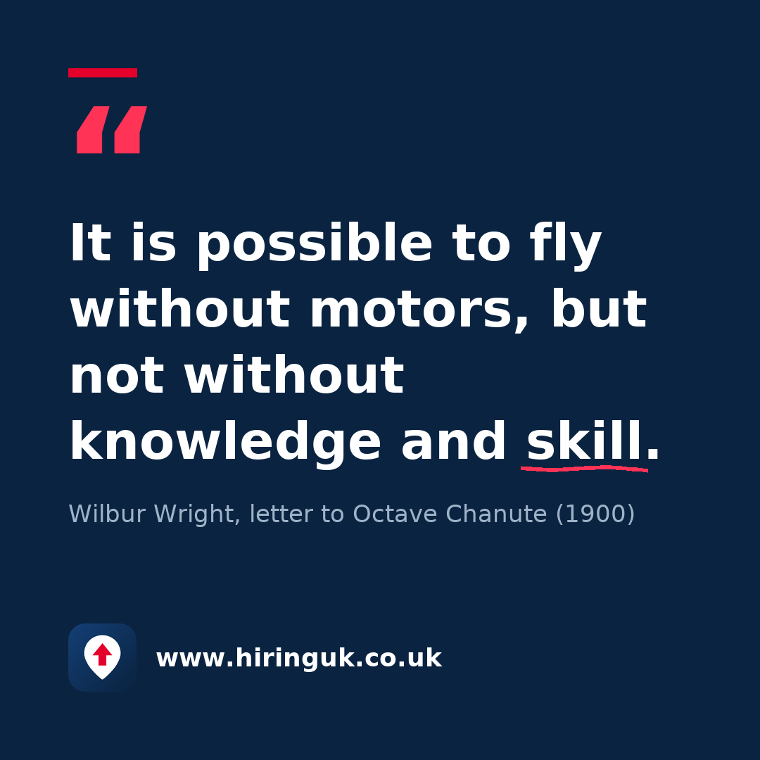 Quote card: It is possible to fly without motors, but not without knowledge and skill.