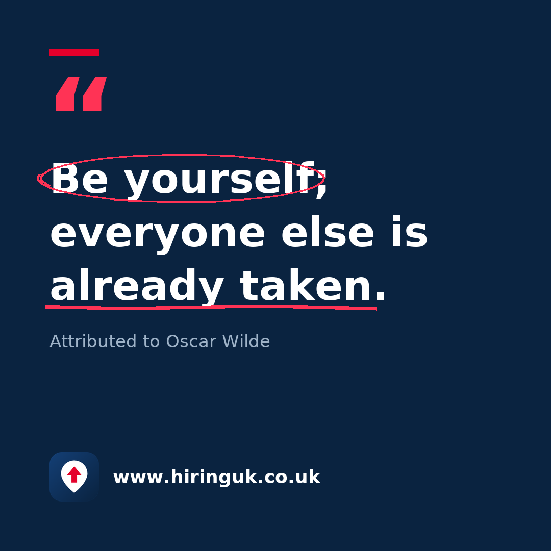 Quote card: Be yourself; everyone else is already taken.