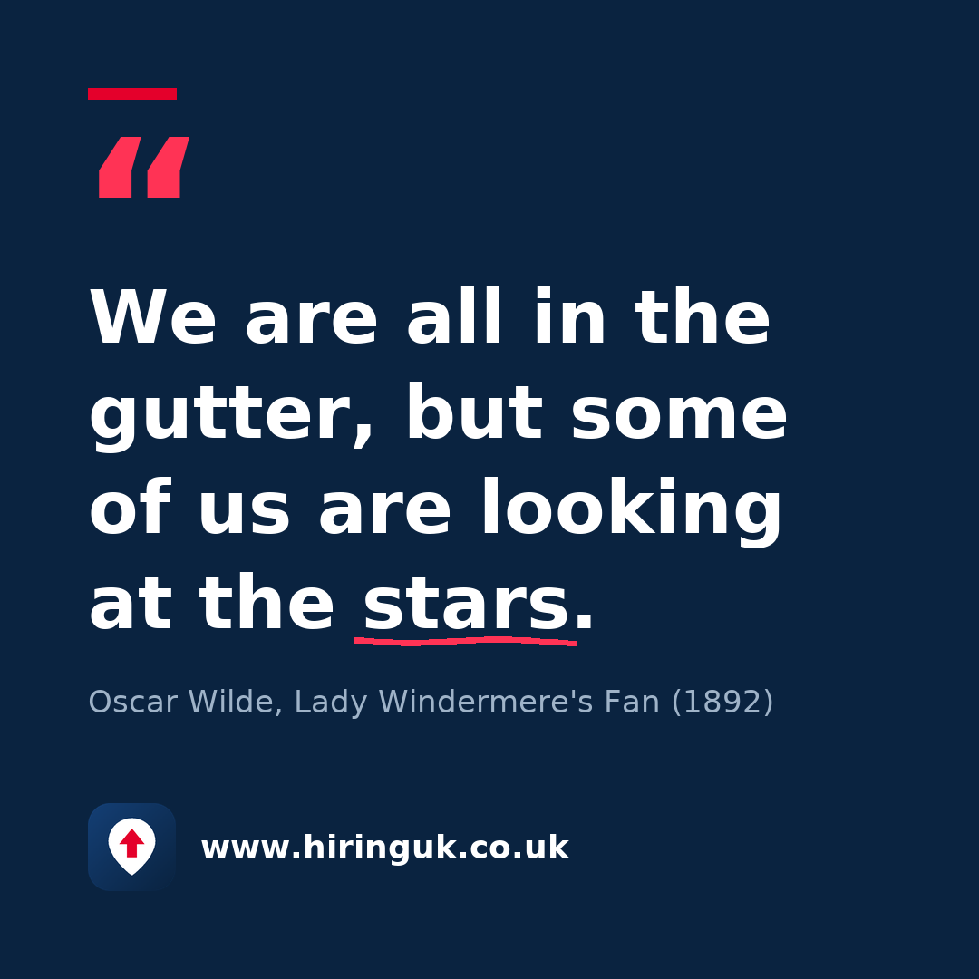 Quote card: We are all in the gutter, but some of us are looking at the stars.