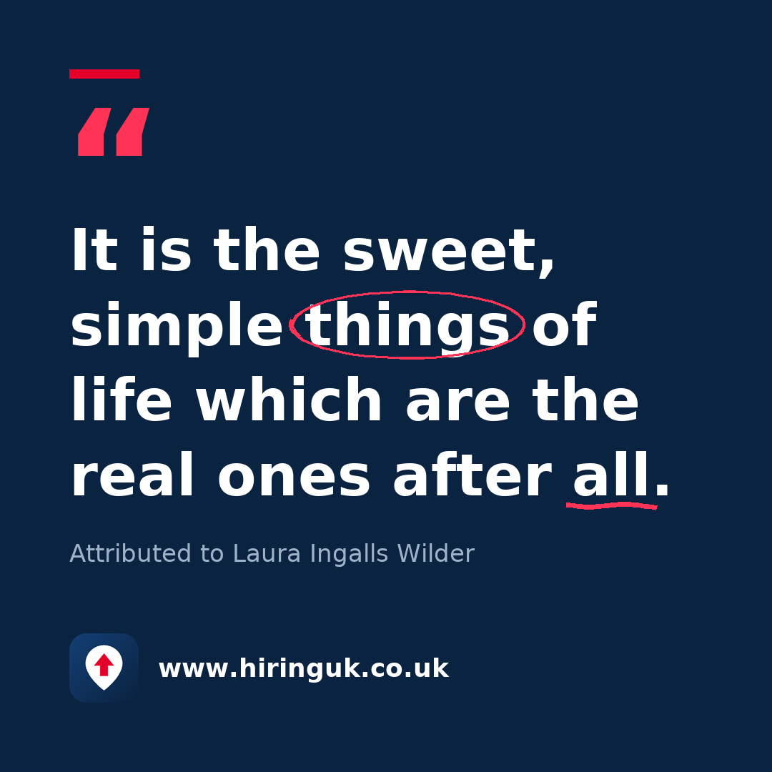 Quote card: It is the sweet, simple things of life which are the real ones after all.
