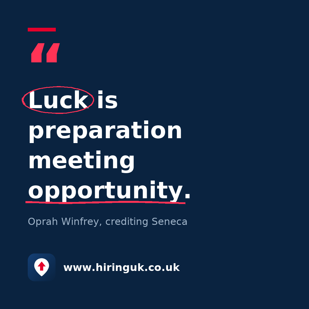 Quote card: Luck is preparation meeting opportunity.