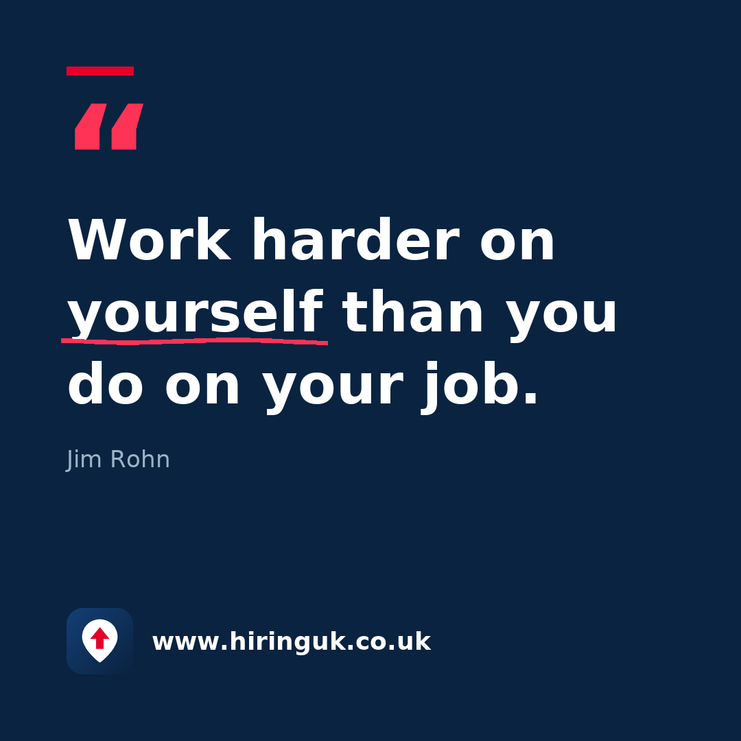 Quote card: Work harder on yourself than you do on your job.