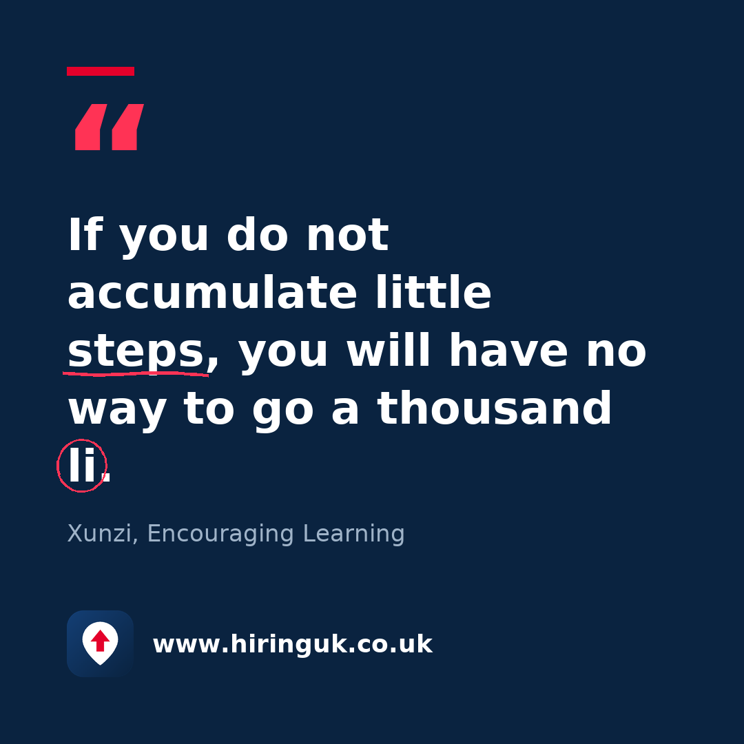 Quote card: If you do not accumulate little steps, you will have no way to go a thousand li.