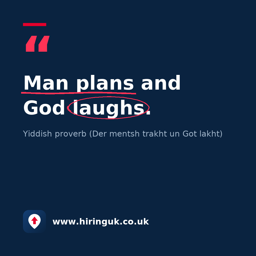 Quote card: Man plans and God laughs.