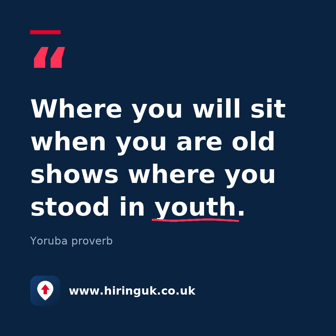 Quote card: Where you will sit when you are old shows where you stood in youth.