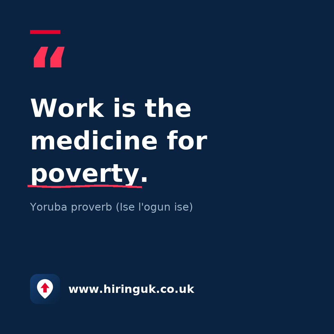 Quote card: Work is the medicine for poverty.