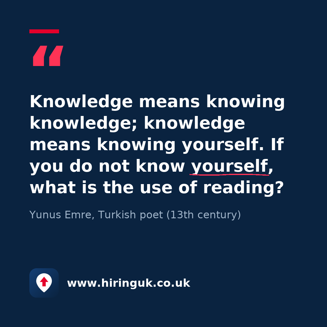 Quote card: Knowledge means knowing knowledge; knowledge means knowing yourself. If you do not know yourself, what is the use of reading?
