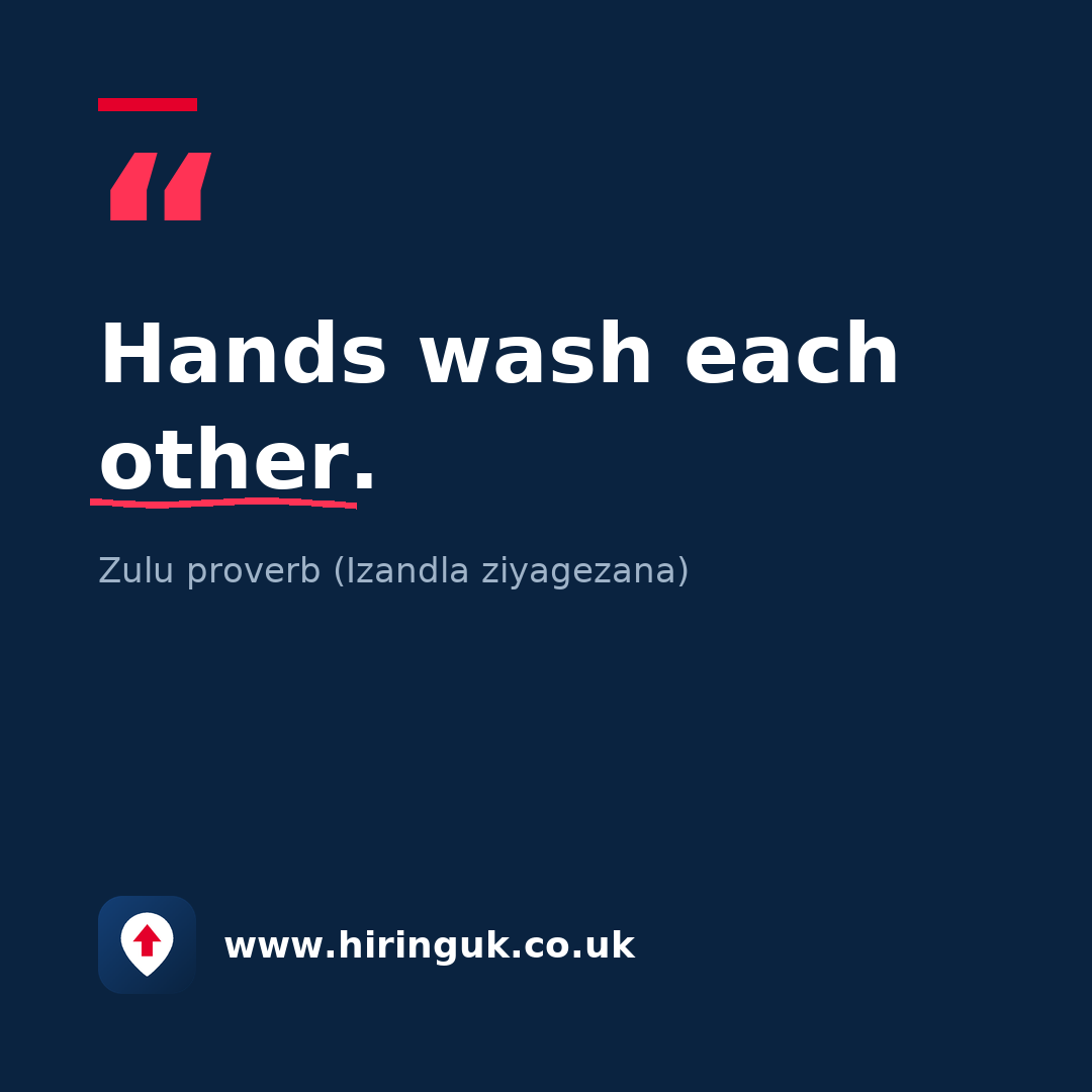 Quote card: Hands wash each other.