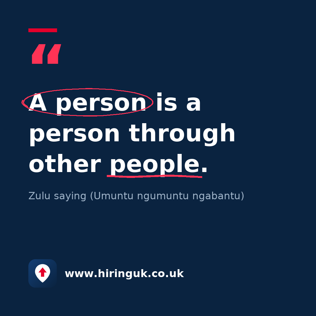 Quote card: A person is a person through other people.